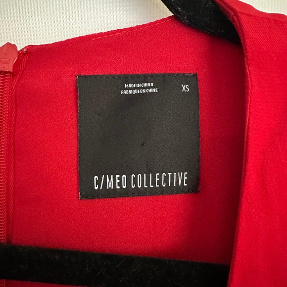 C/MEO Collective Mini Dress Wrap Long Sleeve Party‎ Cocktail Red Night Air XS - Picture 7 of 10